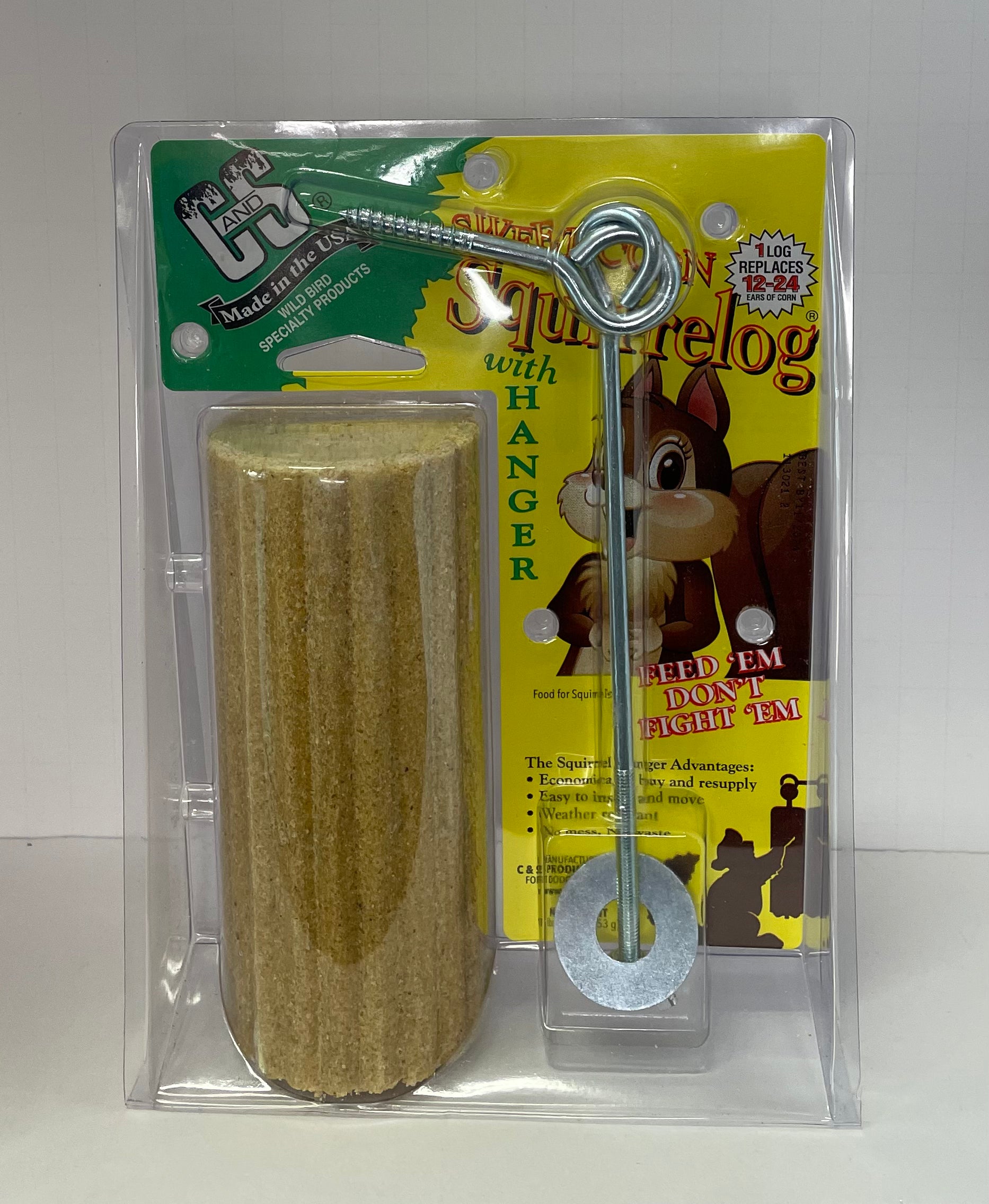 Sweet Corn Squirrel log with hanger – Wild City Feed & Seed LLC