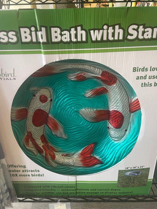 Glass Bird Bath with Stand