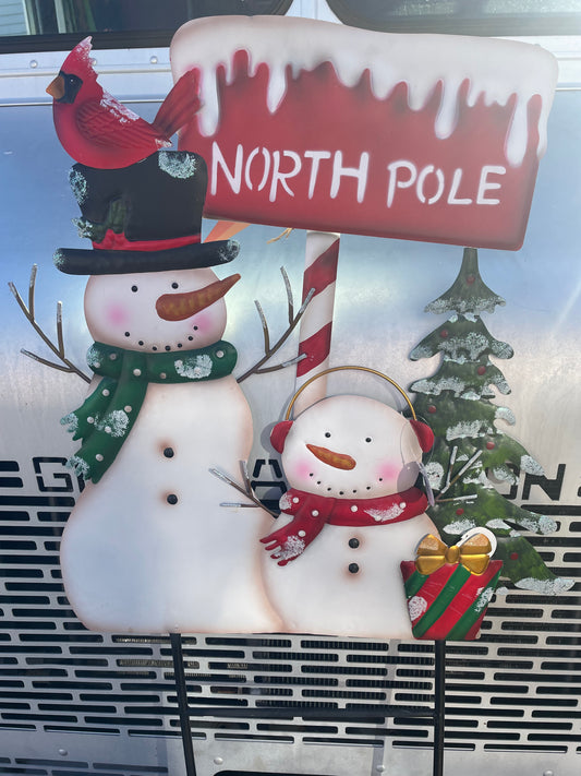 North Pole Snowmen Yard Sign